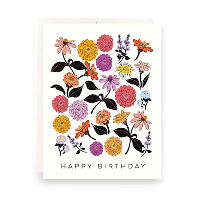 Zinnias Birthday Greeting Card