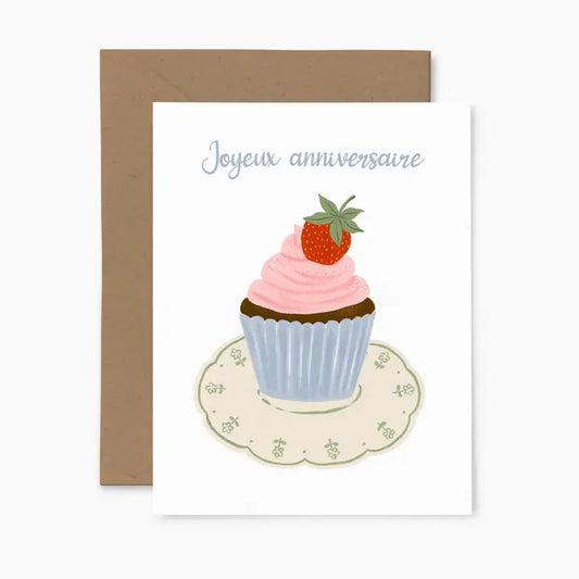 Vintage Cupcake Joyeux Anniversaire Card
