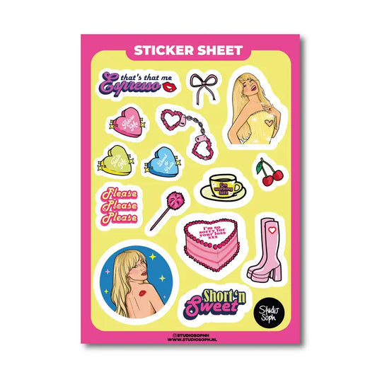 Pop Girl Pink Yellow Sticker Sheet