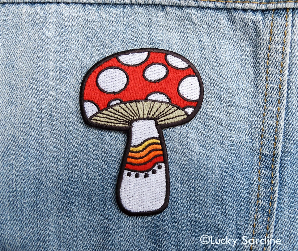 #47 Mushroom Rainbow Embroidered Patch