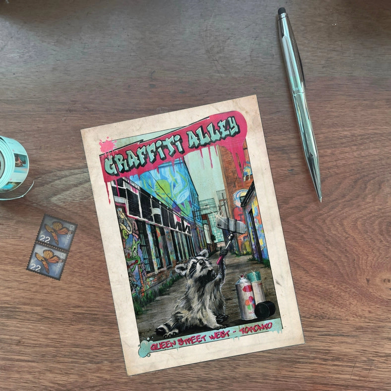 Graffiti Alley Toronto Postcard with Raccoon
