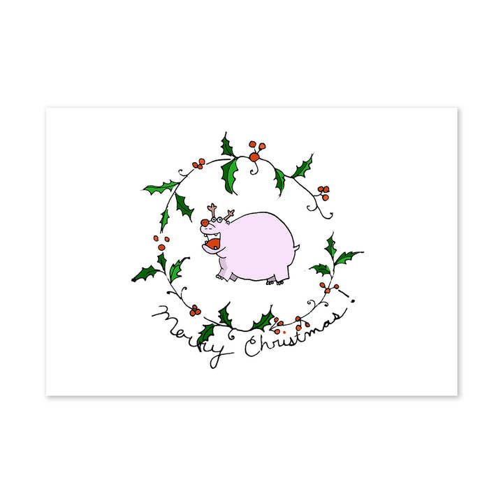 Christmas Hippo Holiday Card