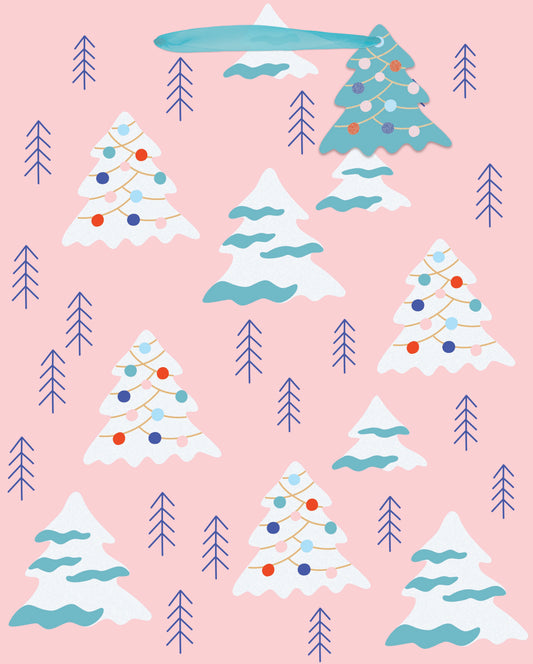 Snowy Trees On Pink Large Gift Bag