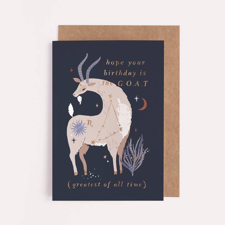 Capricorn Star Sign Goat Zodiac Birthday Card