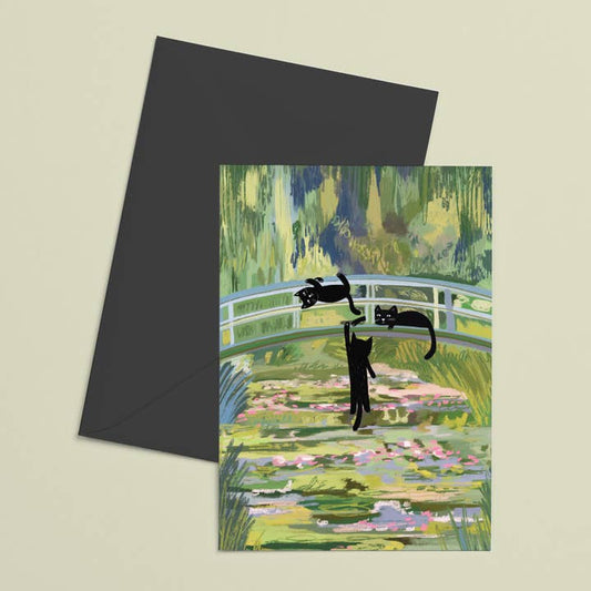 Clawed Monet Cat Bridge Card