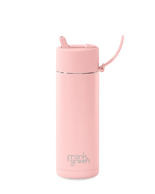 Ceramic Reuseable Water Bottle Flip Straw Lid Blushed 20oz
