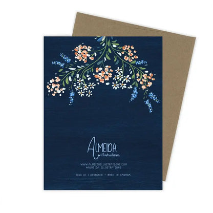 Navy Floral Congratulations Card
