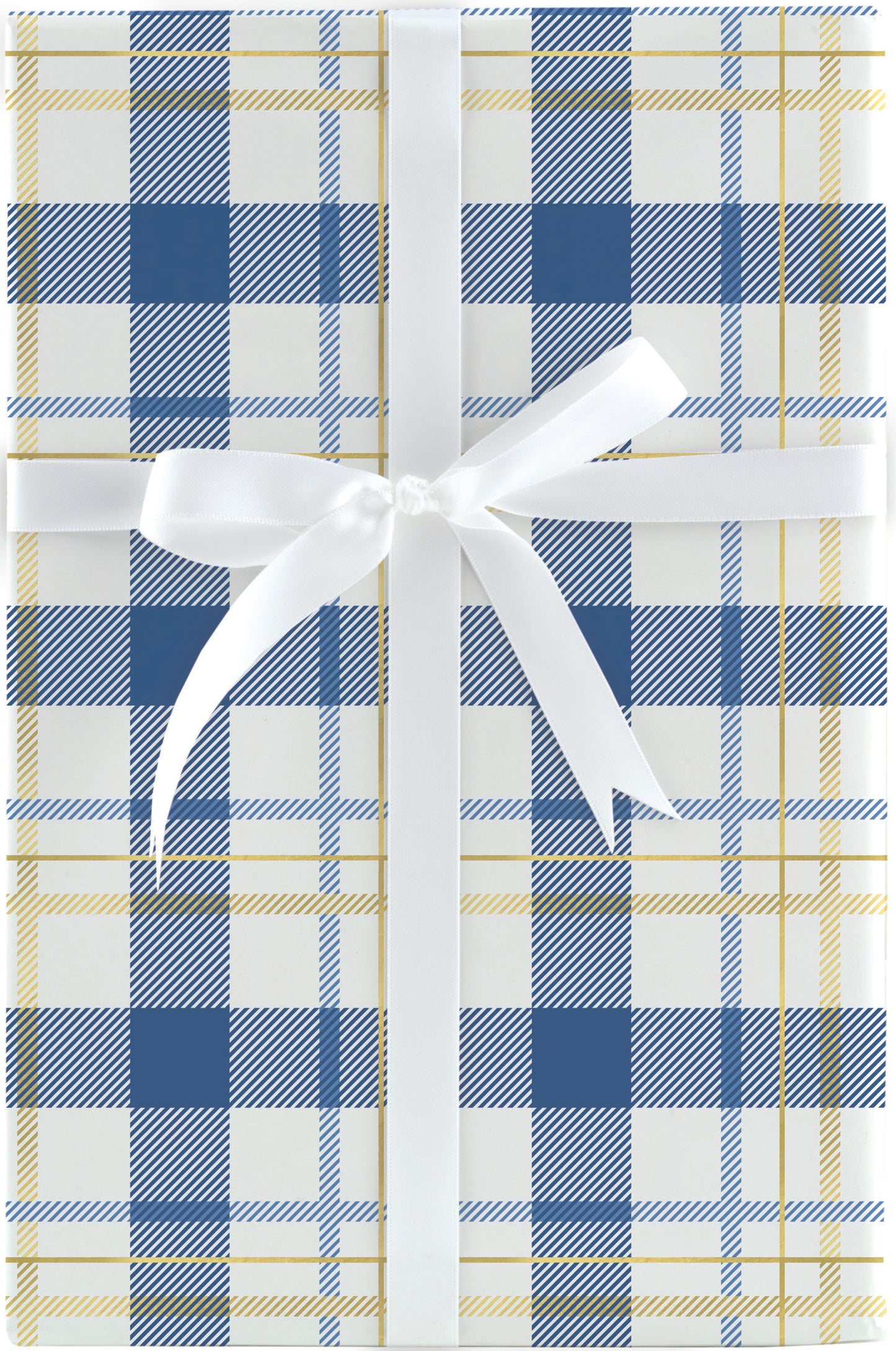 Blue & Gold Plaid  Jumbo Roll Wrap 10Ft