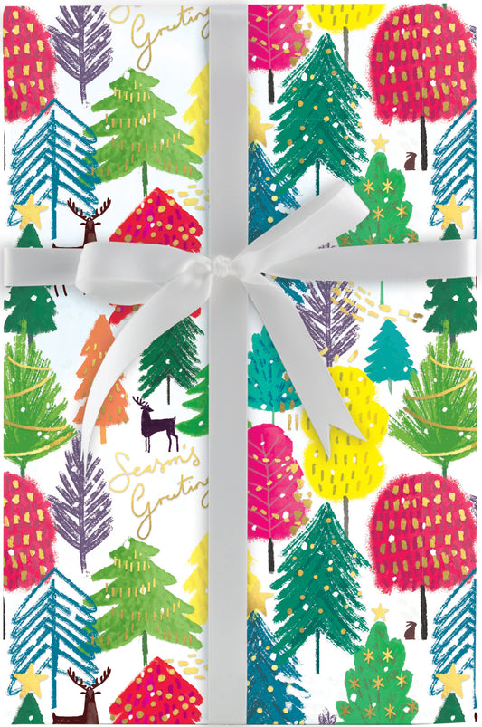 Bold Bright-Trees Jumbo Roll Wrap 10Ft