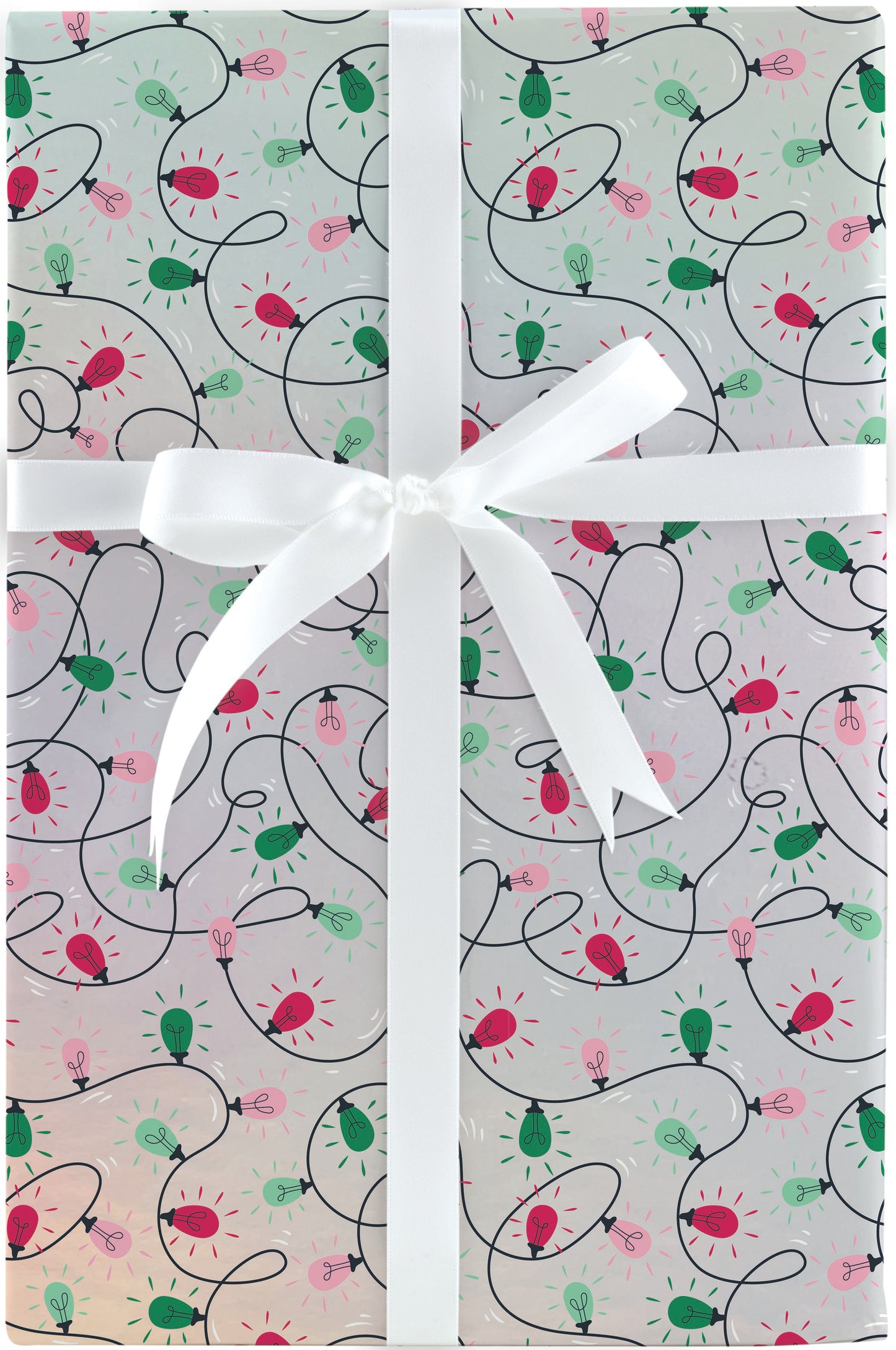 Pink And Green String Of Lights Jumbo Roll Wrap 8Ft