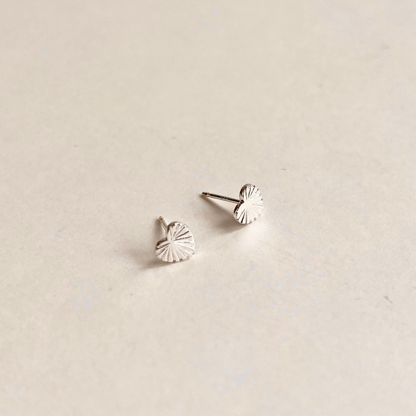 Fluted Heart Stud Sterling Silver