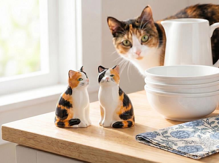 Sitting Tabby Cat Salt & Pepper Shakers