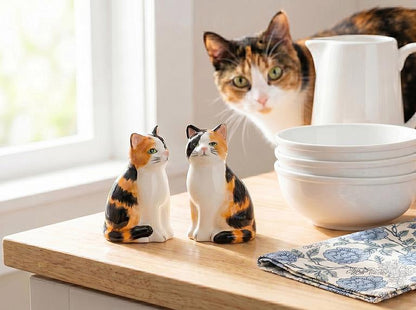 Sitting Tabby Cat Salt & Pepper Shakers