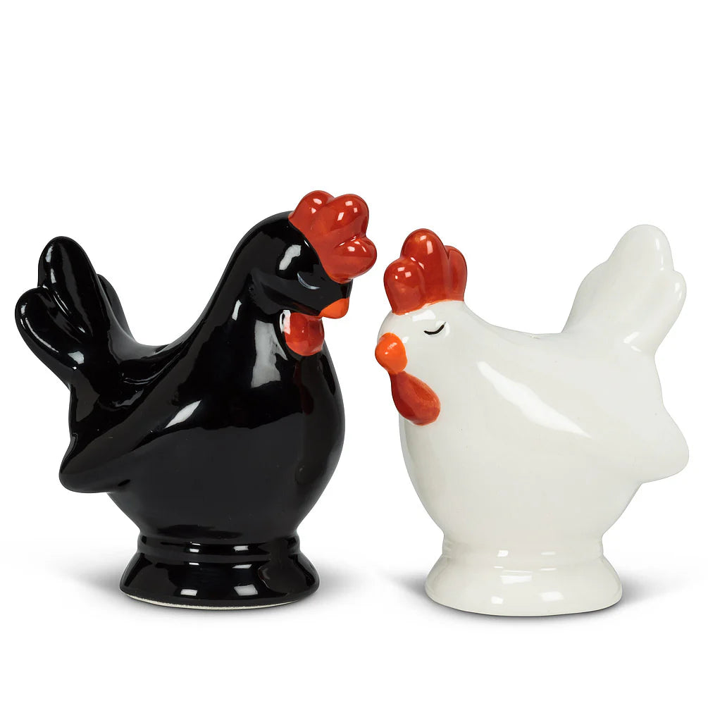 Black & White Chicken Salt & Pepper Shakers