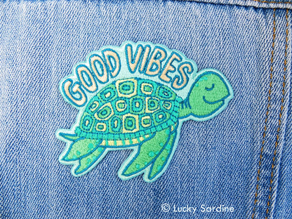 #52 Sea Turtle, Good Vibes Embroidered Patch