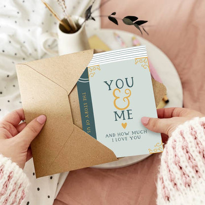 You and Me Book Anniversary Love Card