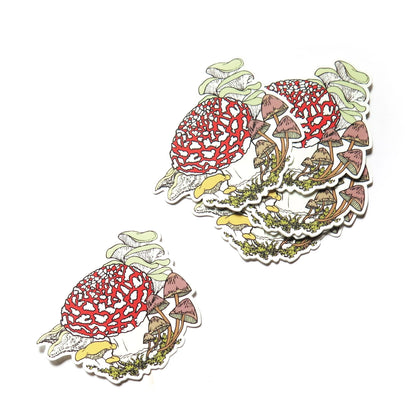 S143 Amanita Mushroom Bunch Sticker