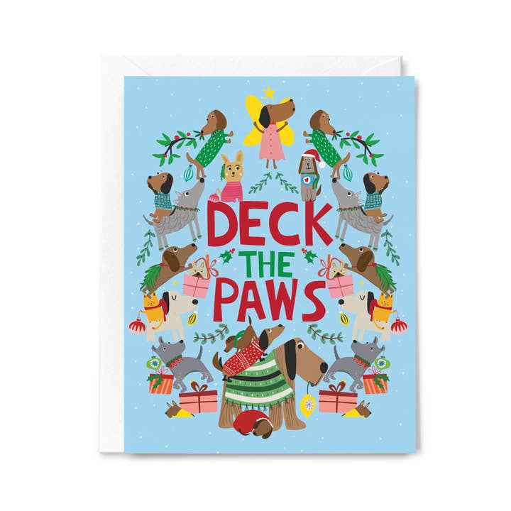 Deck the Paws Dogs Christmas Greeting Card