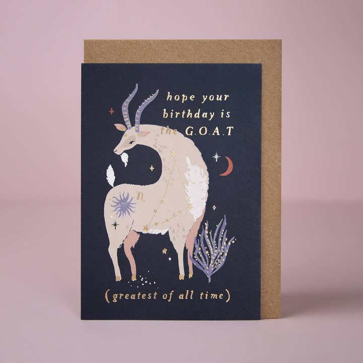 Capricorn Star Sign Goat Zodiac Birthday Card