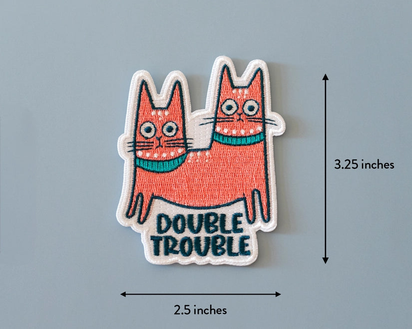 #135 Double Trouble Cat Iron-On Patch