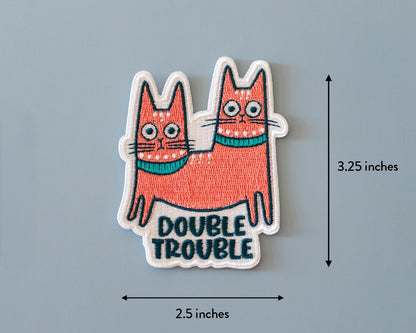 #135 Double Trouble Cat Iron-On Patch