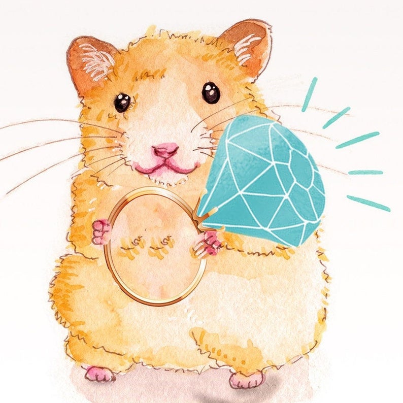 Hamster Diamond Engagement Ring Card