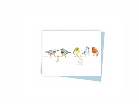 Mini Card Birds On A Clothesline