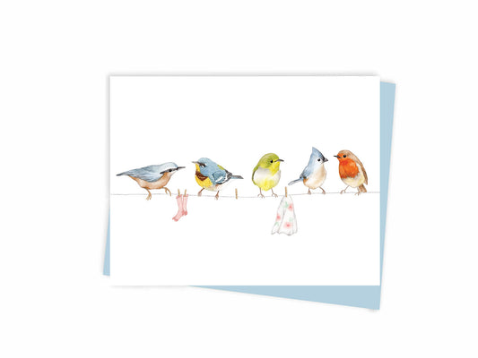 Birds On A Clothesline Card