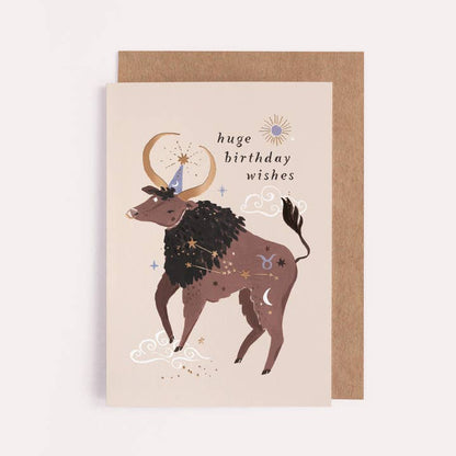 Taurus Star Sign Bull Zodiac Birthday Card