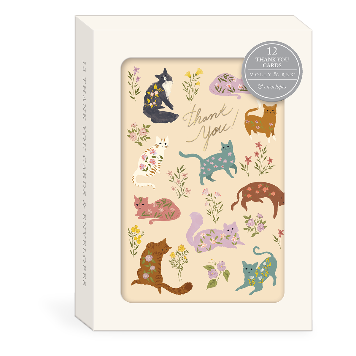 Flower Pets Cats Thank You Boxed Note Cards