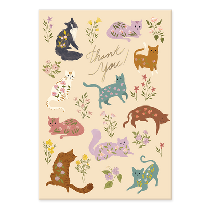 Flower Pets Cats Thank You Boxed Note Cards