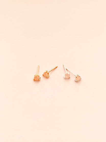 3mm Prong-Set Opal Stud Earrings