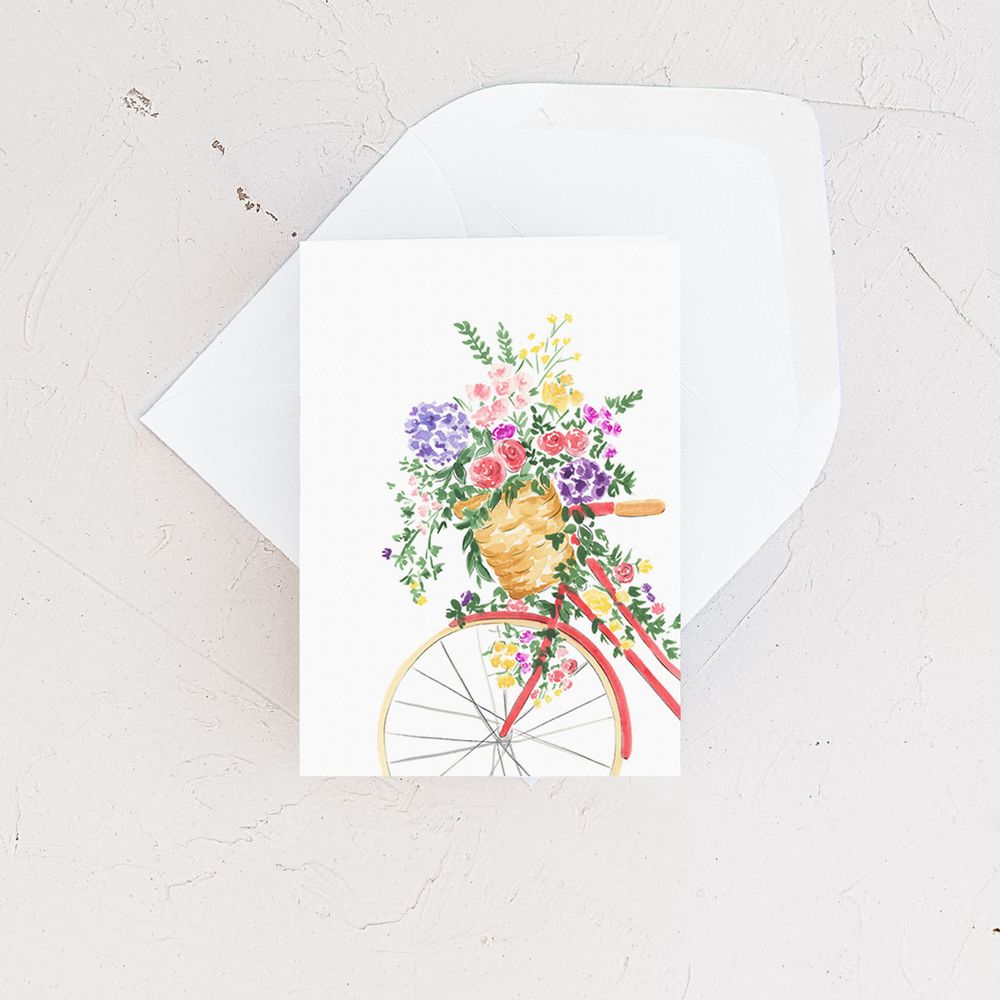 Floral Coral Bicyclette Enclosure Card