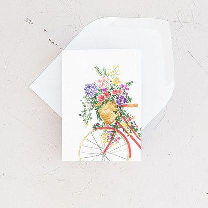 Floral Coral Bicyclette Enclosure Card