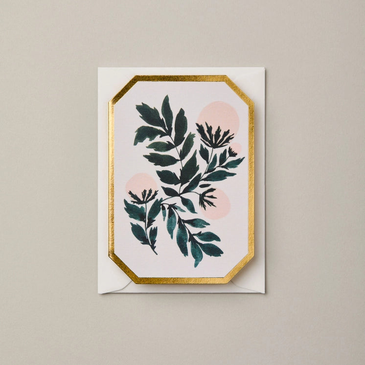 Peonies Botanical Die Cut Mini Card