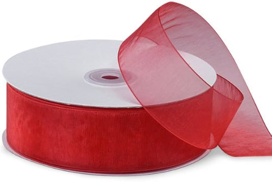 Solid Sheer Ribbon 1 1/2" Red