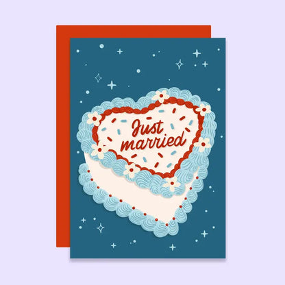 Just Married Vintage Cake Wedding Card