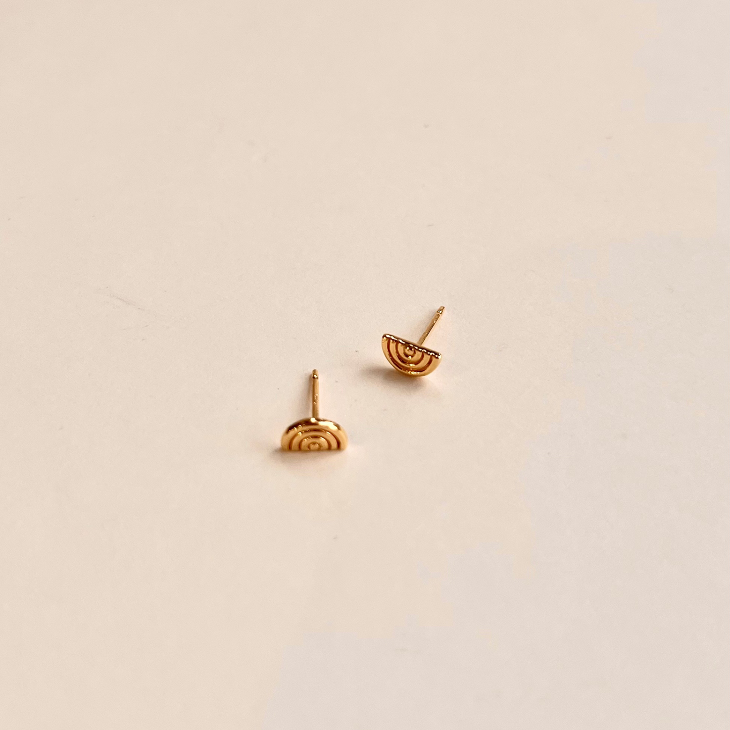 Half Circle With Concentric Rims Stud 14K Gold Vermeil