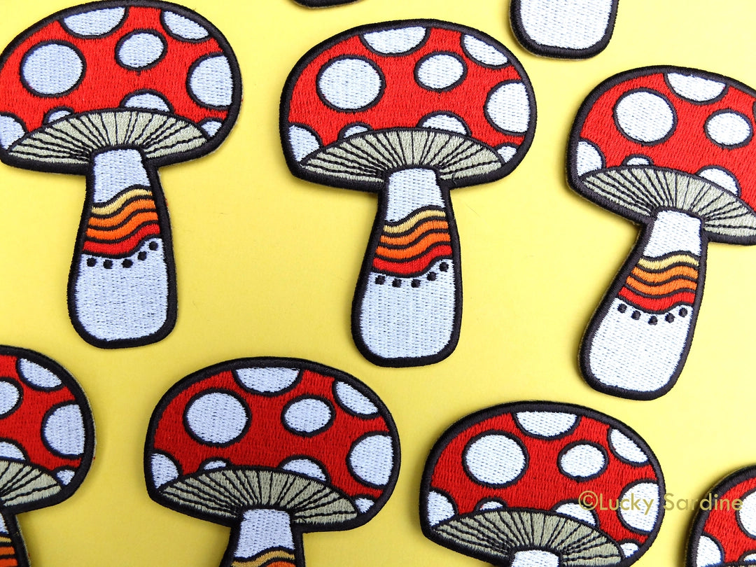 #47 Mushroom Rainbow Embroidered Patch