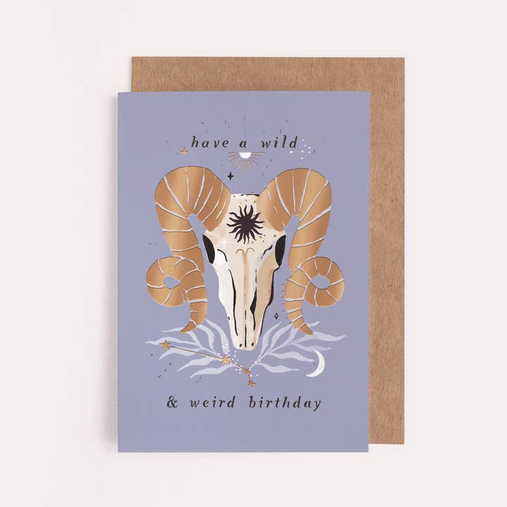 Aries Star Sign Ram Zodiac Birthday Card