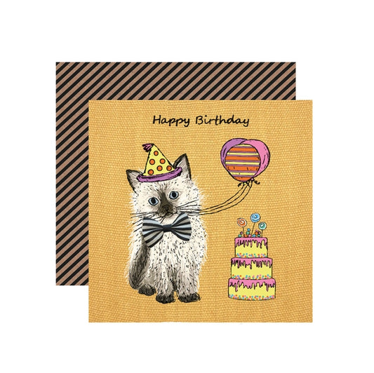 Fluffy Party Kitten Birthday card