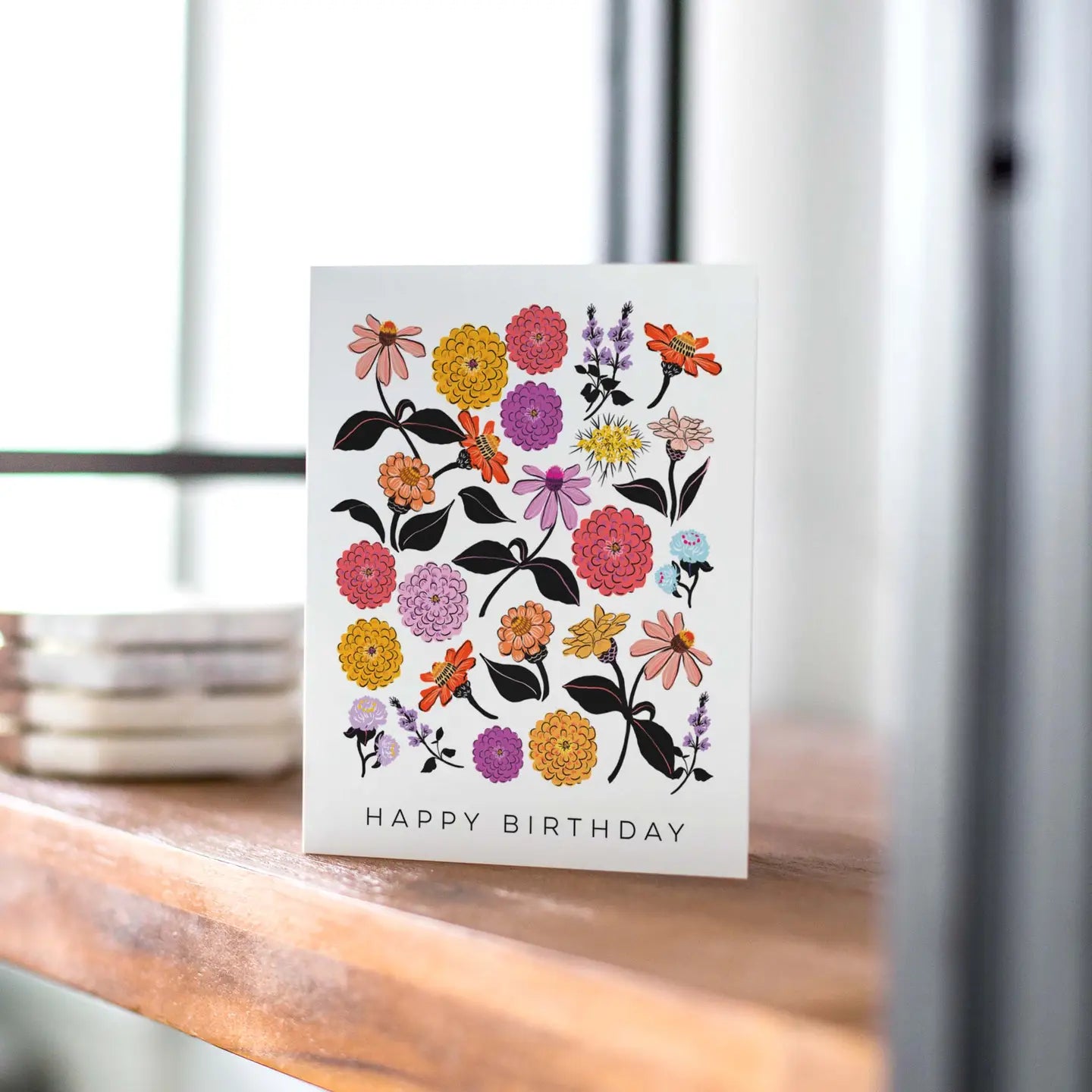 Zinnias Birthday Greeting Card