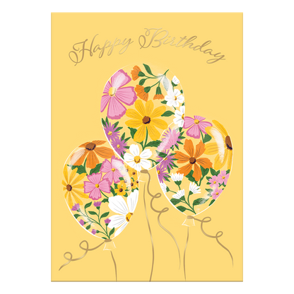Birthday Floral Balloons Greeting Card