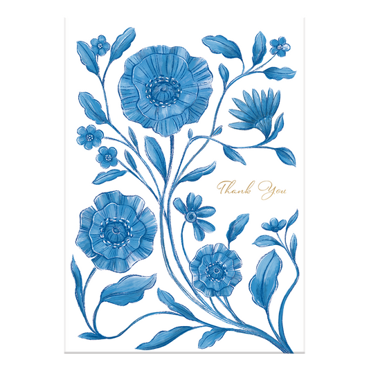 Thank You Blue Floral Greeting Card