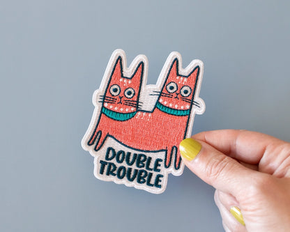 #135 Double Trouble Cat Iron-On Patch