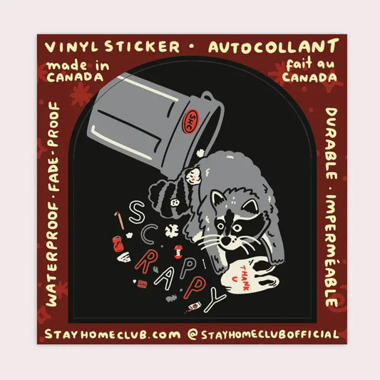 S62 Scrappy Raccoon (Trash) Waterproof Vinyl Sticker