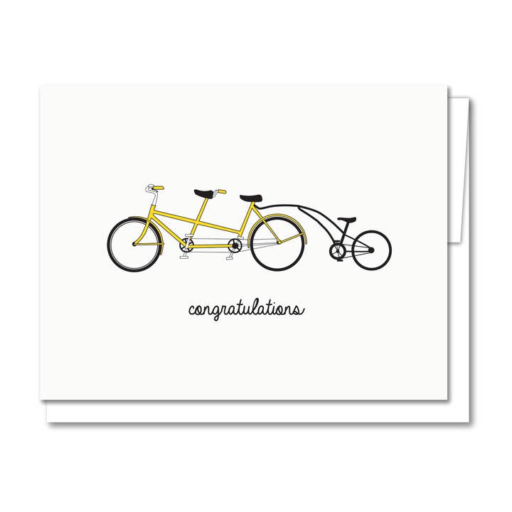 Tandem Bike Baby Letterpress Card