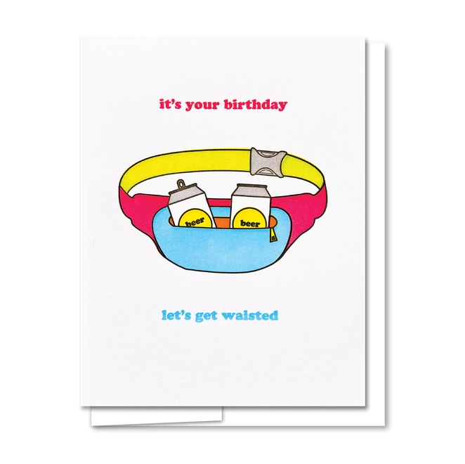 Fanny Pack Card Letterpress Birthday Card