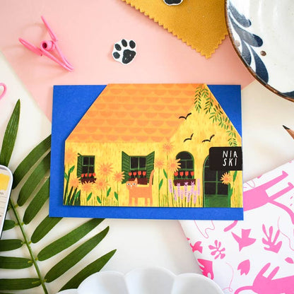 Vincat's Yellow House cut out house card