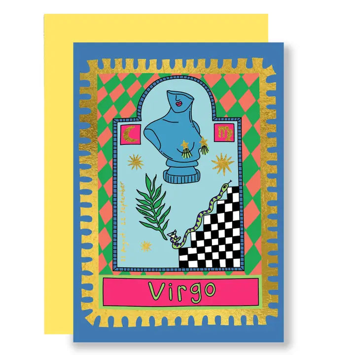 Zodiac Virgo Gold Foil Greeting Card